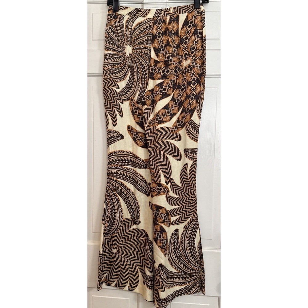 Farm Rio XS Pants Sand Yawanawa Banana Flare Bell Bottom Tropical NW0T - Picture 4 of 10